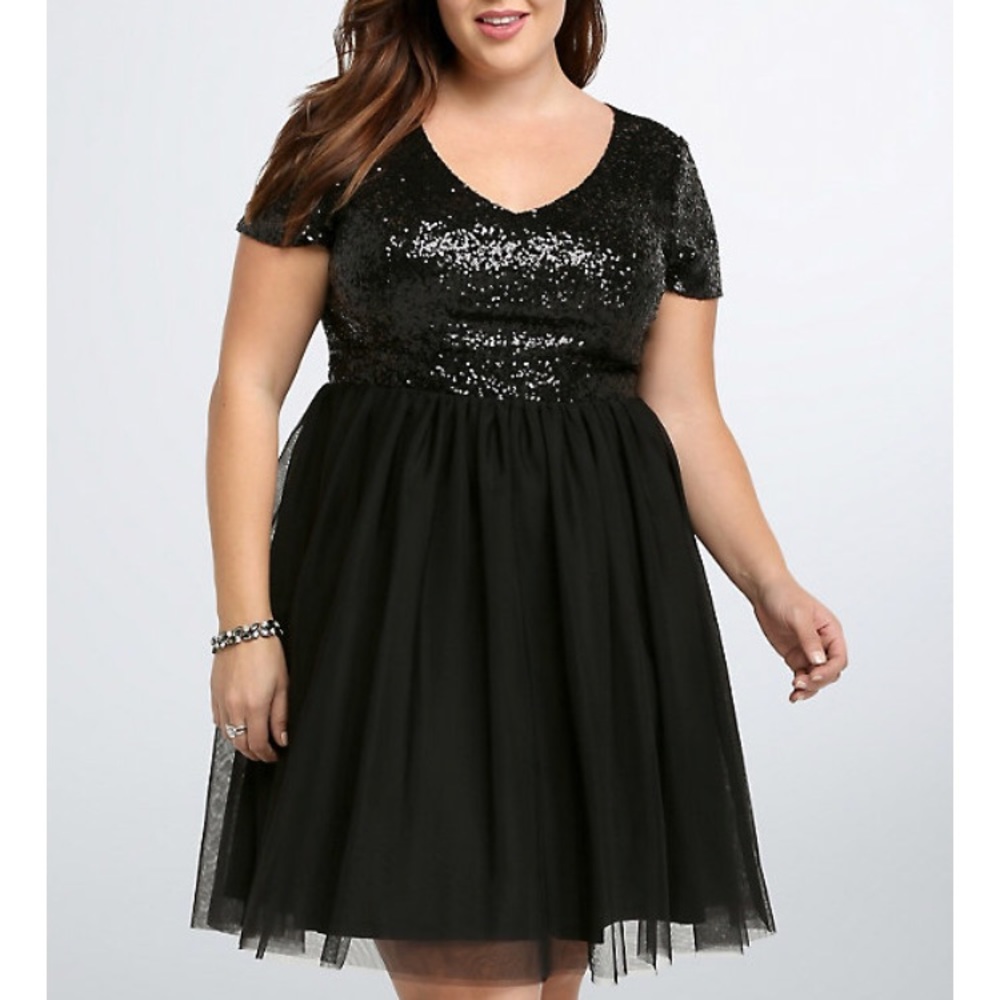 Torrid Black Sequin Party Dress